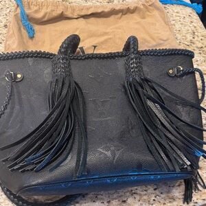 Black Fringe Tote Bag